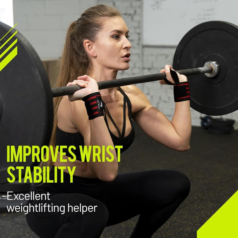 Slim Panda 1Pair Wrist Wraps Supports for Powerlifting, Bodybuilding & Weight Lifting, Breathable Adjustable Straps with Reinforced Thumb Loops, Workout Wrist Guards for Deadlifts, Bench Press & Squats, One Size Fits All Men & Women - Image 5